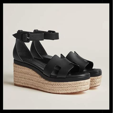 hermes leather wedges|Hermes sandals women black.